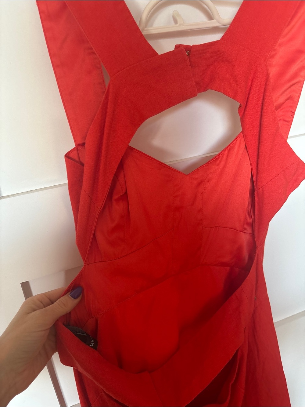 Marciano Red Sleeveless Fit & Flare Dress with Bow Details - Picture 7 of 8